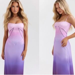 HOUSE OF CB 'Anabella' Ombre Print Lace Up Maxi Dress/Small Plus Cup $345
